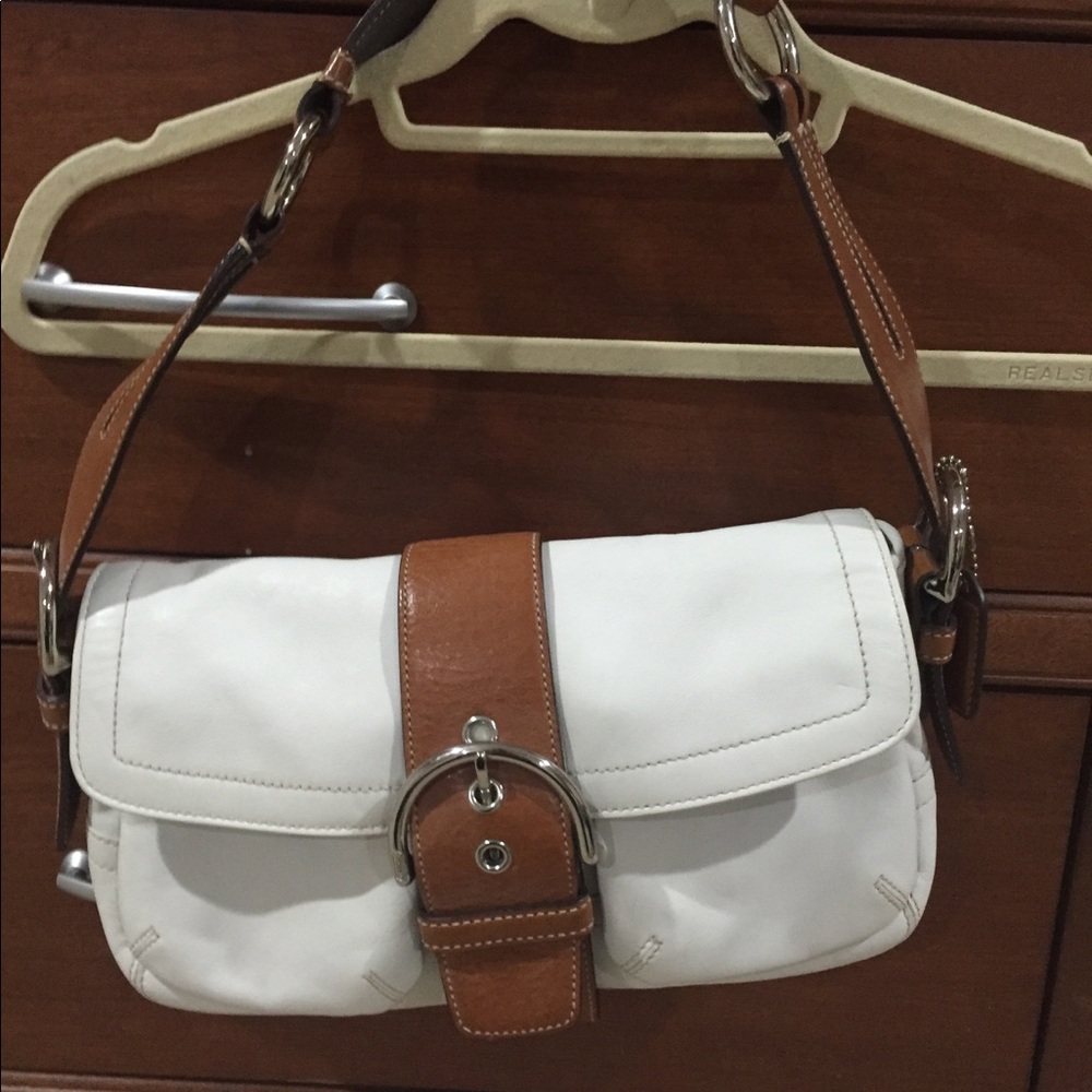 Coach white and brown purse